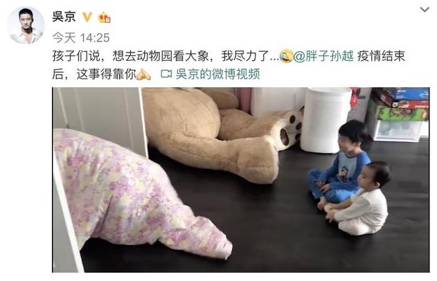 吳京在家COS大象，花式陪娃歡樂多